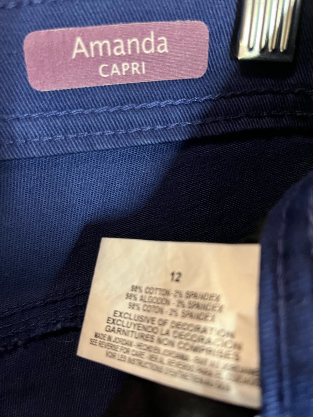 NWT Gloria Vanderbilt Navy Blue Amanda Capri - Picture 3 of 5